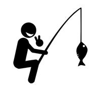 Fine Carving Decals Cheerful Happy Fisherman Be Caught a Fish 54x55cm Do not Damage The Wall Surface Black