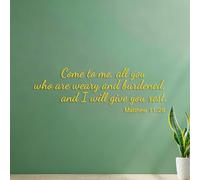 Fine Carving Decals Come to me All You who are Weary and Burdened and i Will give You Rest Matthew 11:28 28x83.3cm Window Decals Yellow
