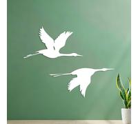 Fine Carving Decals Crane Stork Silhouette Flying Couple Birds 54.6x69.4cm Waterproof White