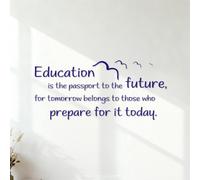 Fine Carving Decals Education is The Passport to The Future Inspirational Quote 40.8x90.5cm Self Adhesive DarkBlue
