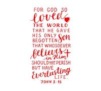 Fine Carving Decals en Bible Verse John 3 16 54.4x100.2cm Self Adhesive Red