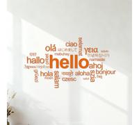 Fine Carving Decals Expressing Hello and Welcome in Different Languages 54.6x99.5cm Equipped with Transfer Film kit Orange