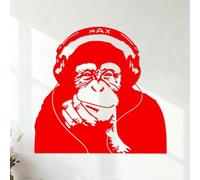 Fine Carving Decals Gorilla Monkey Headphones Music Cartoon Doodle Chimpanzee Listening to Headphones 54.6x56.9cm Multi Color Selection Red