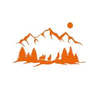 Fine Carving Decals Howling Wolf The Moon Forest Mountains Natural 30x50.3cm Wall beautification Orange