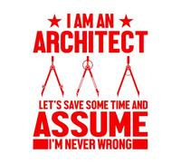 Fine Carving Decals i am an Architect let Save Some time and Assume I'm Never Wrong 65.6x77.6cm Window Decals Red