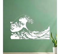Fine Carving Decals Japan Japanese Waves Ethnic Eastern Home Cozy Big 35x56cm It Won't Fall Off White