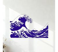 Fine Carving Decals Japan Japanese Waves Ethnic Eastern Home Cozy Big 42x67.2cm Glass Stickers DarkBlue