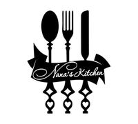 Fine Carving Decals Kitchen Restaurant Spoon Knife Fork Kitchen Utensils 54x68.9cm Self Adhesive Large Black
