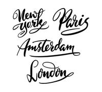 Fine Carving Decals New York Amsterdam Paris London Cities Tourism Words 36x36.9cm Do not Damage The Wall Surface Small Black