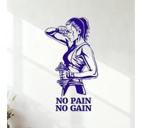 Fine Carving Decals No Pain No Gain in The Gymnastics nasium 54.6x96.3cm Removable Without Leaving Glue DarkBlue