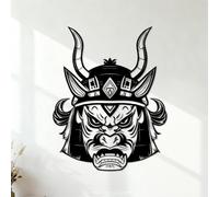 Fine Carving Decals of a Samurai Helmet 42x53.2cm Easy Installation Black