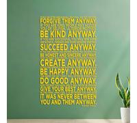 Fine Carving Decals People are Often unreasonable Irrational and self Centered Forgive Them Anyway. Mother Teresa 54.6x87.2cm Do not Damage the wall Surface Yellow