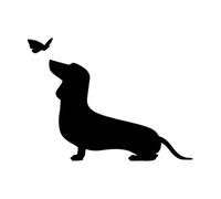 Fine Carving Decals Pet Grooming Logo Dog Dachshund with Butterfly 54x74.3cm Multi Color Selection Large Black
