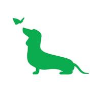 Fine Carving Decals Pet Grooming Logo Dog Dachshund with Butterfly 54x74.3cm Multi Color Selection Large Green