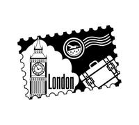 Fine Carving Decals Postage Stamp London England Big Ben Traveling 36x49.6cm Removable Without Leaving Glue Small Black