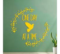 Fine Carving Decals Quotes One Day At A Time Dove Pattern Home Gardening 54.6x55.5cm Personalized Customization Yellow