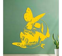 Fine Carving Decals Skull Butterfly Gothic Style 35x37.8cm Waterproof Yellow