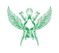 Fine Carving Decals Skull Wings Horror Helmet Swords Death 54x58.2cm Equipped with Transfer Film kit Green