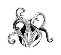 Fine Carving Decals Tentacles Octopus Kraken Nautical Marine Sea 81x93.6cm Do not Damage The Wall Surface Extra Large Black
