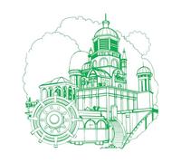 Fine Carving Stickers a Dynamic Visual Experience of a Half Finished Drawing of a Steampunk Academia New York 54.6x54.6cm Multiple Size Options Green