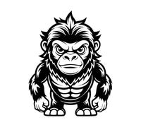 Fine Carving Stickers a Gorilla Mascot with a Big Head and a Big Body 64x80.6cm Wall beautification Black