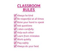 Fine Carving Stickers Classroom Rules Words Study School 32x46.4cm Art Decoration Rosered