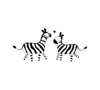 Fine Carving Stickers Couple Zebra Love Romance Family Animals 42x93.1cm Wall beautification Black