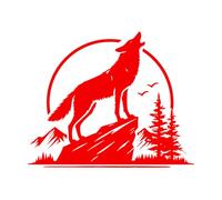Fine Carving Stickers Coyote Howling 34x41.5cm Self Adhesive Red