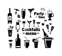 Fine Carving Stickers Drink Glass Martini Cocktail Menu Collection Cafe 34x39.6cm It Won't Fall Off Black