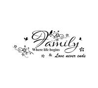 Fine Carving Stickers Family is The Starting Point of Life and Love Never Ends 28x74.7cm Self Adhesive Black