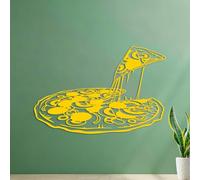 Fine Carving Stickers Food Pizza Italian Restaurant Pizza 35x52.6cm Multiple Size Options Yellow