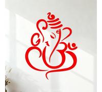 Fine Carving Stickers Ganesha Elephant God Hinduism 54.6x70.5cm Store Decoration Red