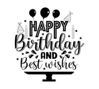 Fine Carving Stickers Happy Birthday and Best Wishes 54x57.9cm Can Modify and add Information Black