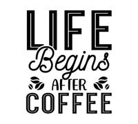 Fine Carving Stickers Life Begins After Coffee Typography Lettering Quotes 41x49.6cm Removable Without Leaving Glue Black