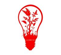 Fine Carving Stickers Light Bulb Silhouette with Growing Plants 34x62.6cm Do not Damage The Wall Surface Red