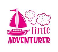 Fine Carving Stickers Little Adventure Boy Phrase Boat Sea 34x41.8cm Window Decals Rosered