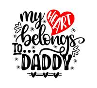 Fine Carving Stickers My Heart Belongs to Daddy Valentines Day Heart Love be Mine Holiday 42x44.7cm Car Body Decoration Black