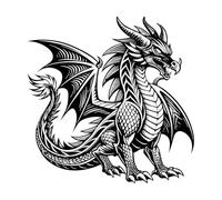 Fine Carving Stickers Mystical Winged Dragon 42x42cm Personalized Customization Black