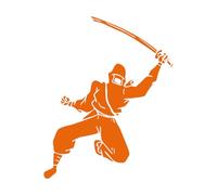 Fine Carving Stickers Ninja Samurai Warrior Sword Strike Weapons Japan 68x85.8cm Can Modify and add Information Orange