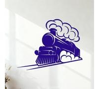 Fine Carving Stickers Train Tracks Railway Locomotive Little Boy 42x53.8cm Can Modify and add Information DarkBlue