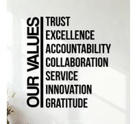 Fine Carving Stickers Trust Excellence Accountability Collaboration Service Innovation Gratitude 54.6x58.8cm Car Body Decoration Black