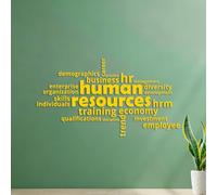 Fine Carving Stickers Word Cloud Human Resources 35x64cm Equipped with Transfer Film kit Yellow