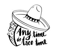 Fine Carving Stickers Word Expression for Anytime is Taco Time 36x36.7cm Equipped with Transfer Film kit Black