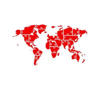 Fine Carving Stickers World Map Continents Puzzle Travel Tourism 30x54.9cm It Won't Fall Off Red