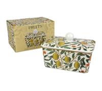 Fine China Butter Dish Fruit Design Multicoloured Microwave and Dishwasher Safe
