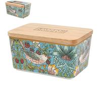 Fine China Butter Dish with Wooden Lid (William Morris' Strawberry Thief)