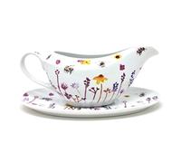 Fine China Gravy Boat Pitcher with Lip & Saucer Stand - Busy Bees The Jennifer Rose Gallery Design
