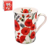 Fine China Mug Coffee Cup Poppy Red Finola Stack Poppies Flowers Floral Design