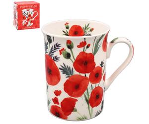 Fine China Mug Coffee Cup Poppy Red Finola Stack Poppies Flowers Floral Design