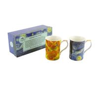 FINE CHINA MUGS VINCENT VAN GOGH SET OF 2 IN MATCHING PRESENTATION GIFT BOX
